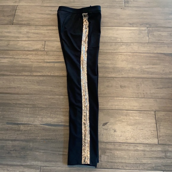 Express Black Pants With Gold Side Stripe Womens Size 3/4 - Picture 7 of 8